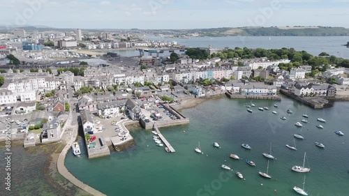 Aerial of Stonehouse waterfront in Plymouth UK photo