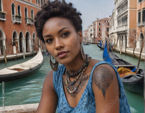 Venice Meets Africa: Woman in Millefiori Body Adornments photo