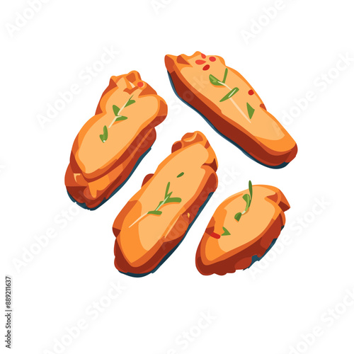 Four Chicken Tenders Vector Illustration
