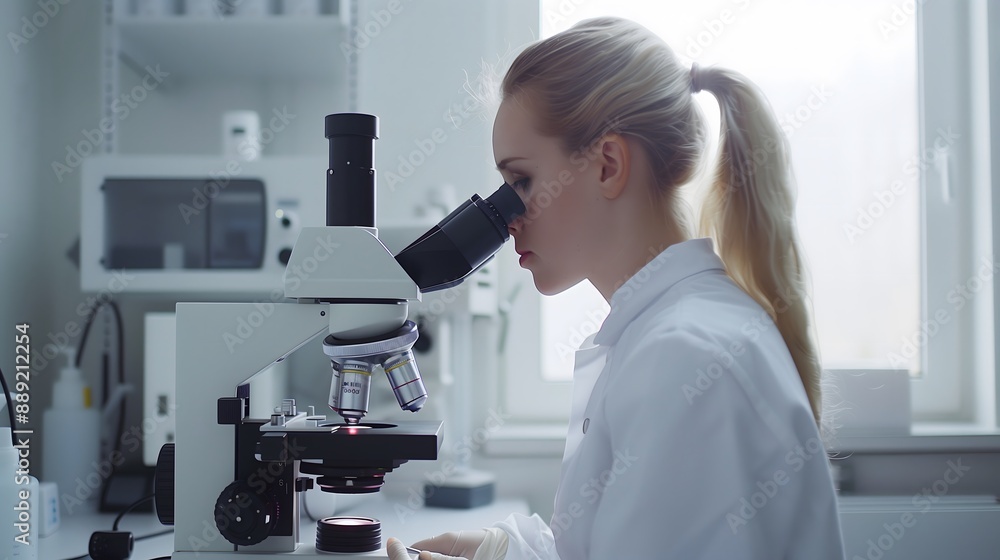 Scientist Using Microscope in Laboratory Scientist Using Microscope in Laboratory