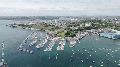 Aerial of Devonport in Plymouth UK, featuring the Mayflower Marina photo