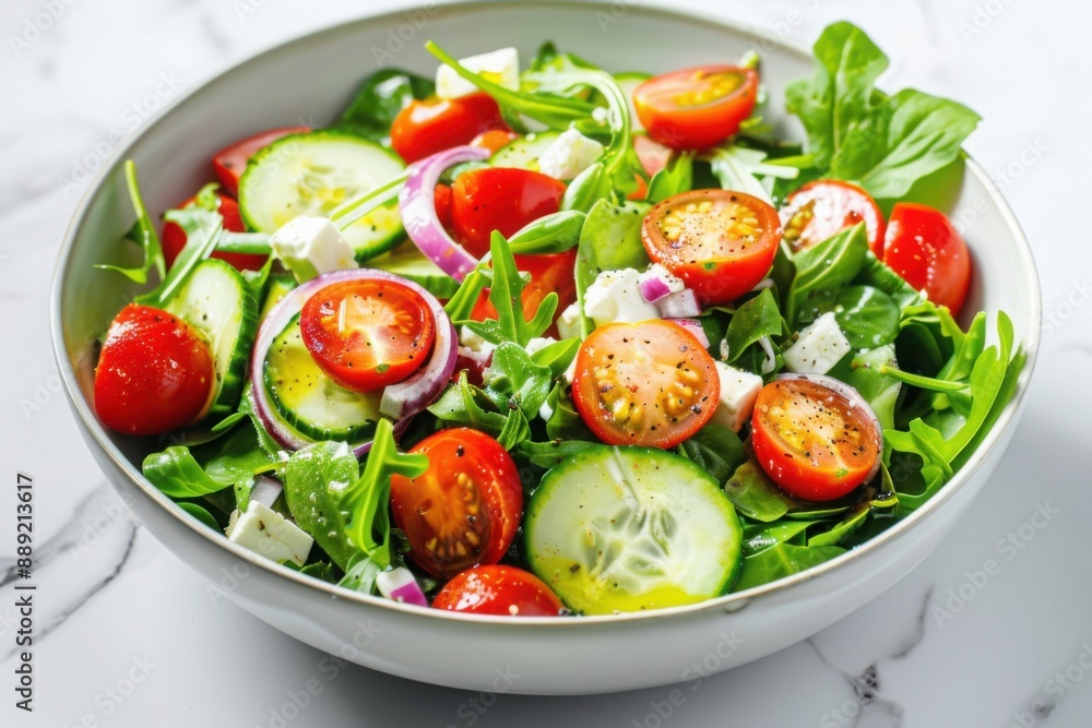 Fresh Greek Salad with Cherry Tomatoes and Feta
Fresh Greek Salad with Cherry Tomatoes and Feta