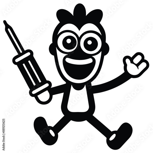 a funny Screwdriver Shenanigans, cartoon vector, isolated white background