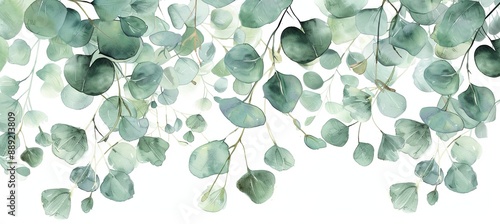 A painting of a green leafy tree with a white background