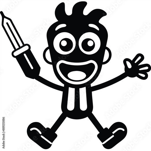 a funny Screwdriver Shenanigans, cartoon vector, isolated white background