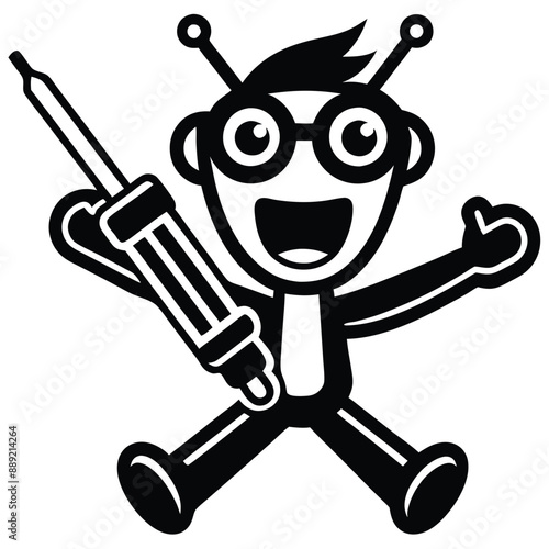 a funny Screwdriver Shenanigans, cartoon vector, isolated white background