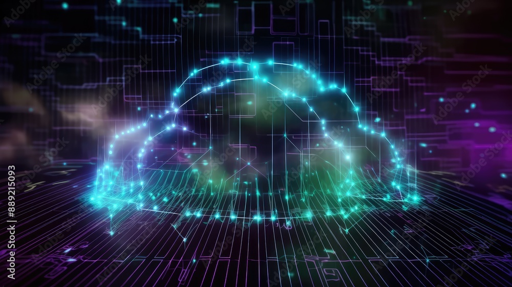 Obraz premium Futuristic Digital Cloud Infrastructure