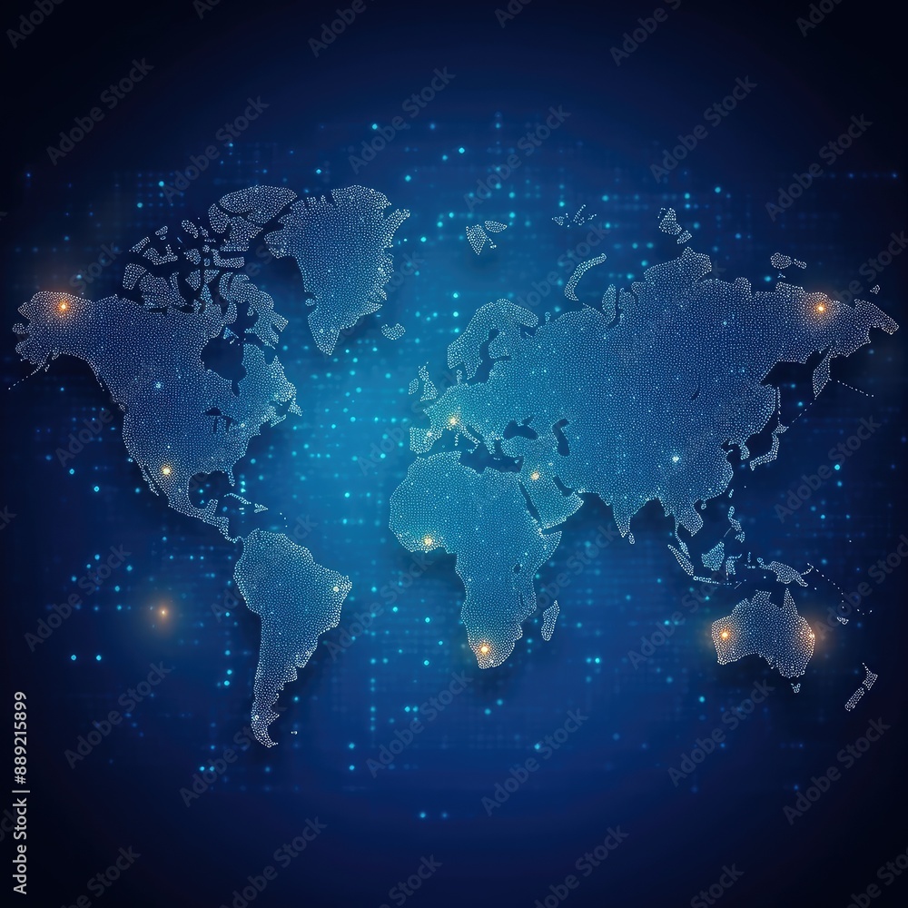 Naklejka premium Global Digital Network Map Representation