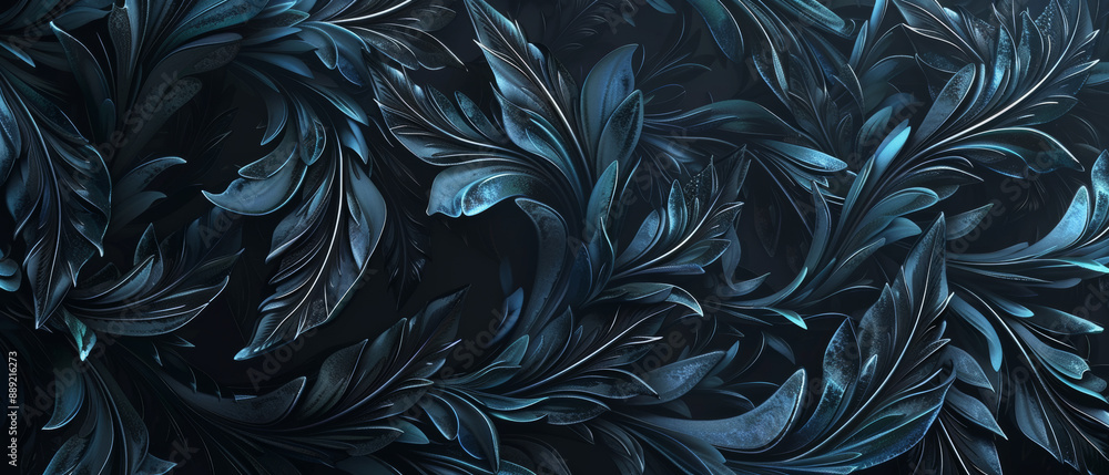 Abstract Dark Blue Metallic Leaf Pattern Design Abstract Dark Blue Metallic Leaf Pattern Design