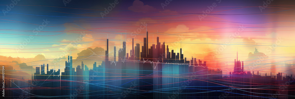 Vibrant Urban Twilight: Abstract Cityscape Art Vibrant Urban Twilight: Abstract Cityscape Art