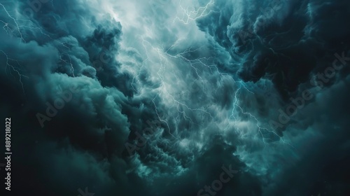 Wallpaper Mural A stormy sky with fluffy clouds and lightning strikes, ideal for weather or nature themes Torontodigital.ca