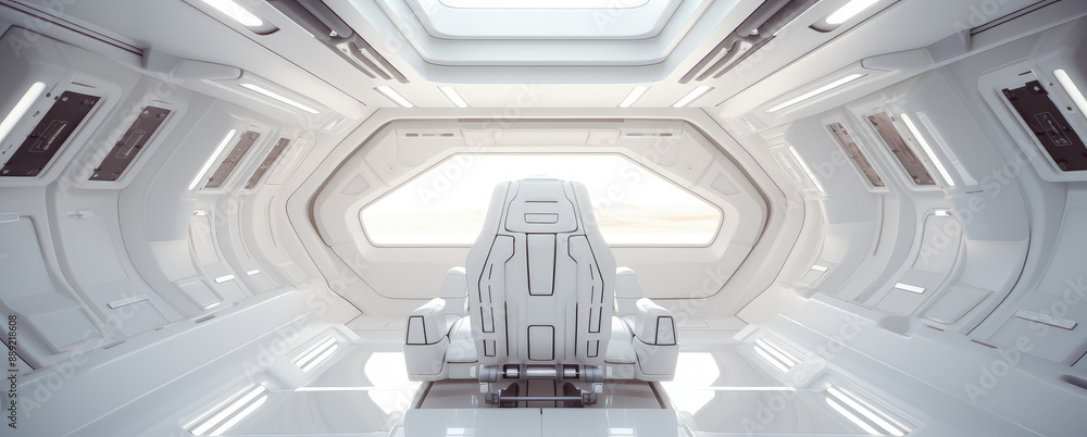 Obraz premium Sleek Futuristic Spaceship Interior Design