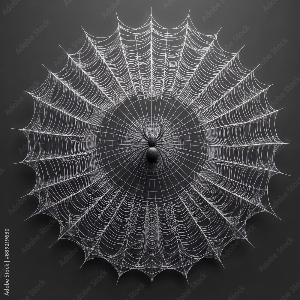 Fototapeta premium Realistic Spider Web with Black Spider