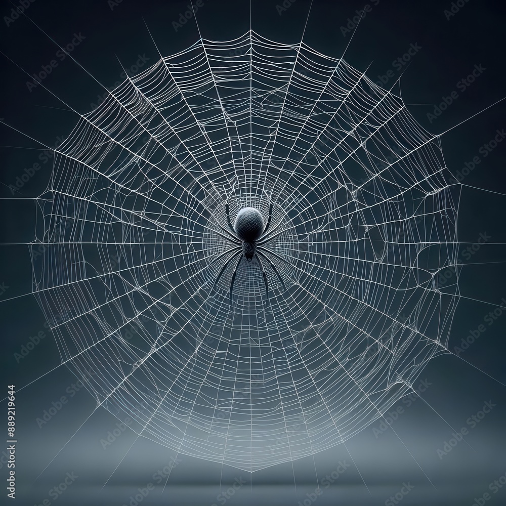 Fototapeta premium Realistic Spider Web with Black Spider