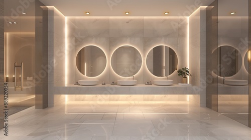 Obraz na płótnie Modern bathroom with sinks and mirrors in a public space w salonie