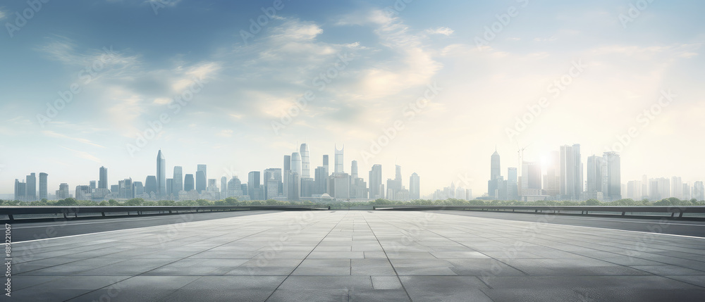 Fototapeta premium Expansive City Horizon from Modern Plaza