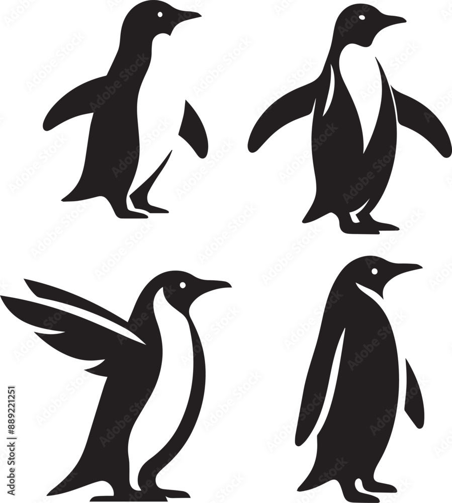 Naklejka premium penguin silhouette, penguin icon, penguin vector, 
