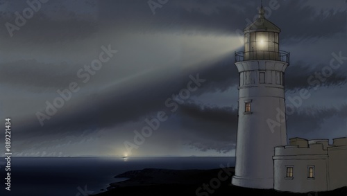 lighthouse at night