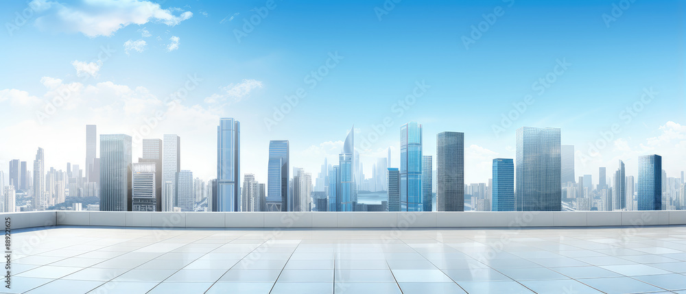 Modern City Skyline from Rooftop Viewpoint Modern City Skyline from Rooftop Viewpoint