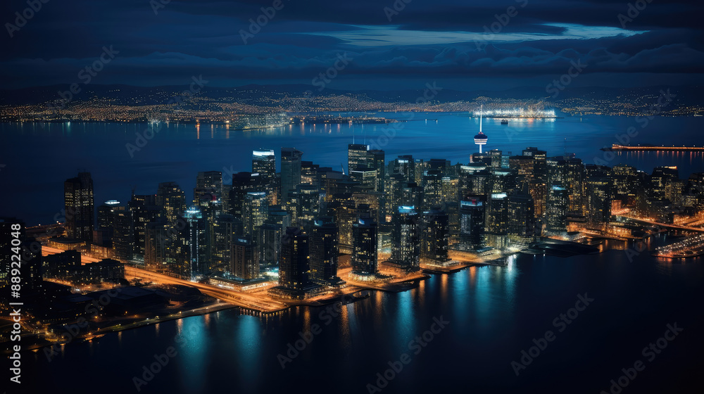 Fototapeta premium Illuminated Urban Skyline at Night
