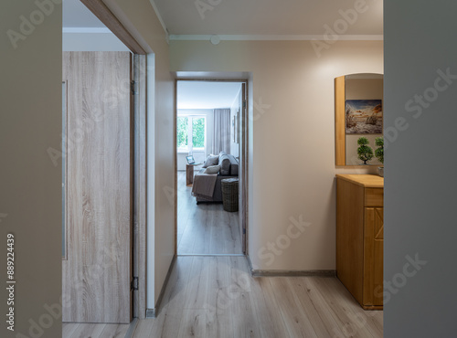 Modern flat interior, entrance, hall.