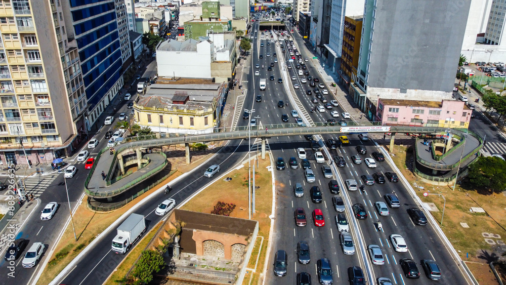 Visão aérea da Av. Tiradentes no centro da cidade de São Paulo, SP, Brasil Visão aérea da Av. Tiradentes no centro da cidade de São Paulo, SP, Brasil