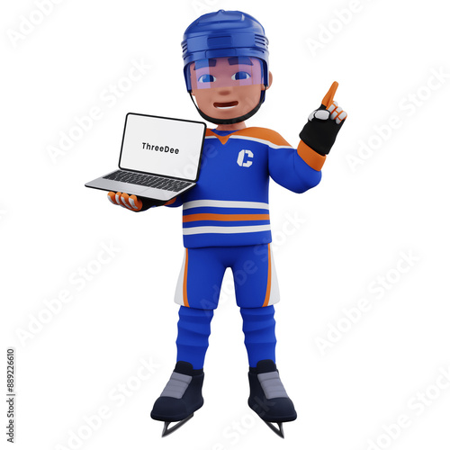 Cartoon-stylized chibi 3D hockey player 
