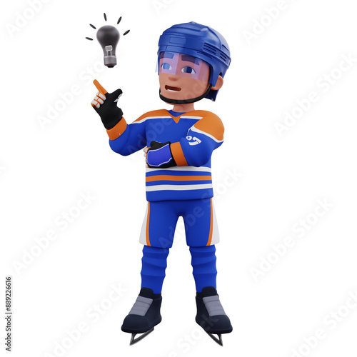 Cartoon-stylized chibi 3D hockey player 