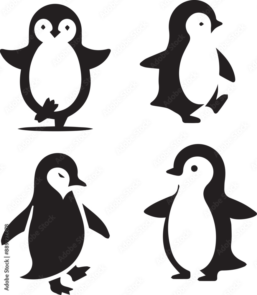 Naklejka premium penguin silhouette, penguin icon, penguin vector,