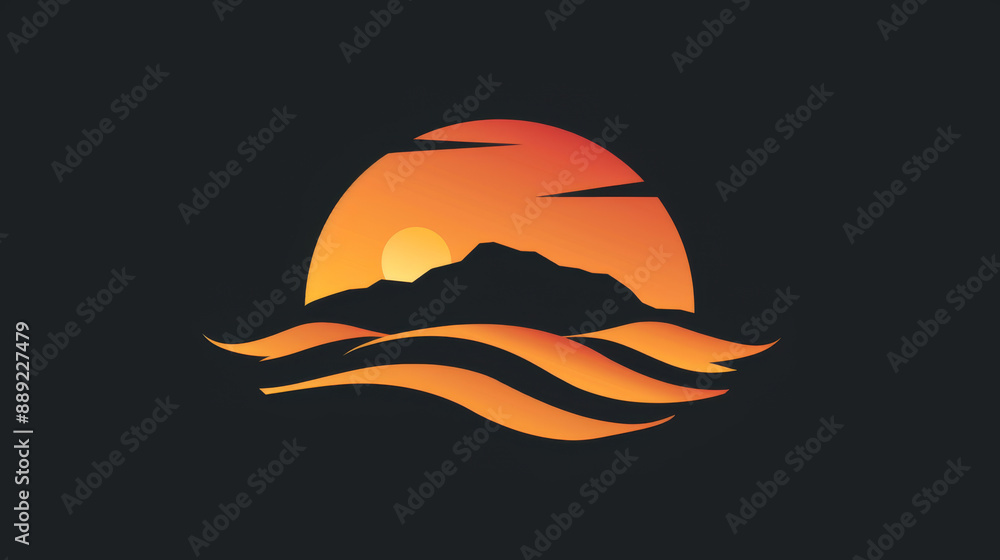 Retro sunset logo for desert adventures. Retro sunset logo for desert adventures.