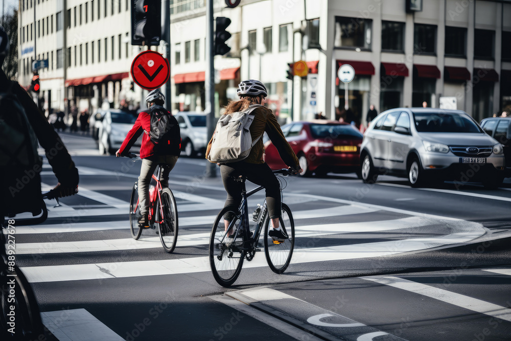 Urban Cyclists Navigating Through City Traffic Urban Cyclists Navigating Through City Traffic