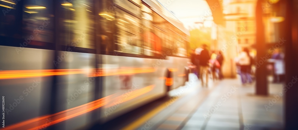 Rush Hour at Urban Train Station in Motion Blur Rush Hour at Urban Train Station in Motion Blur