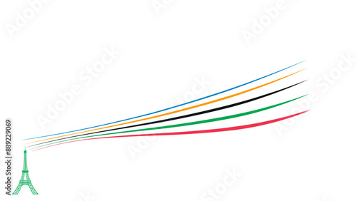 Abstract wavy stripes of Olympic games colors. vector illustration
