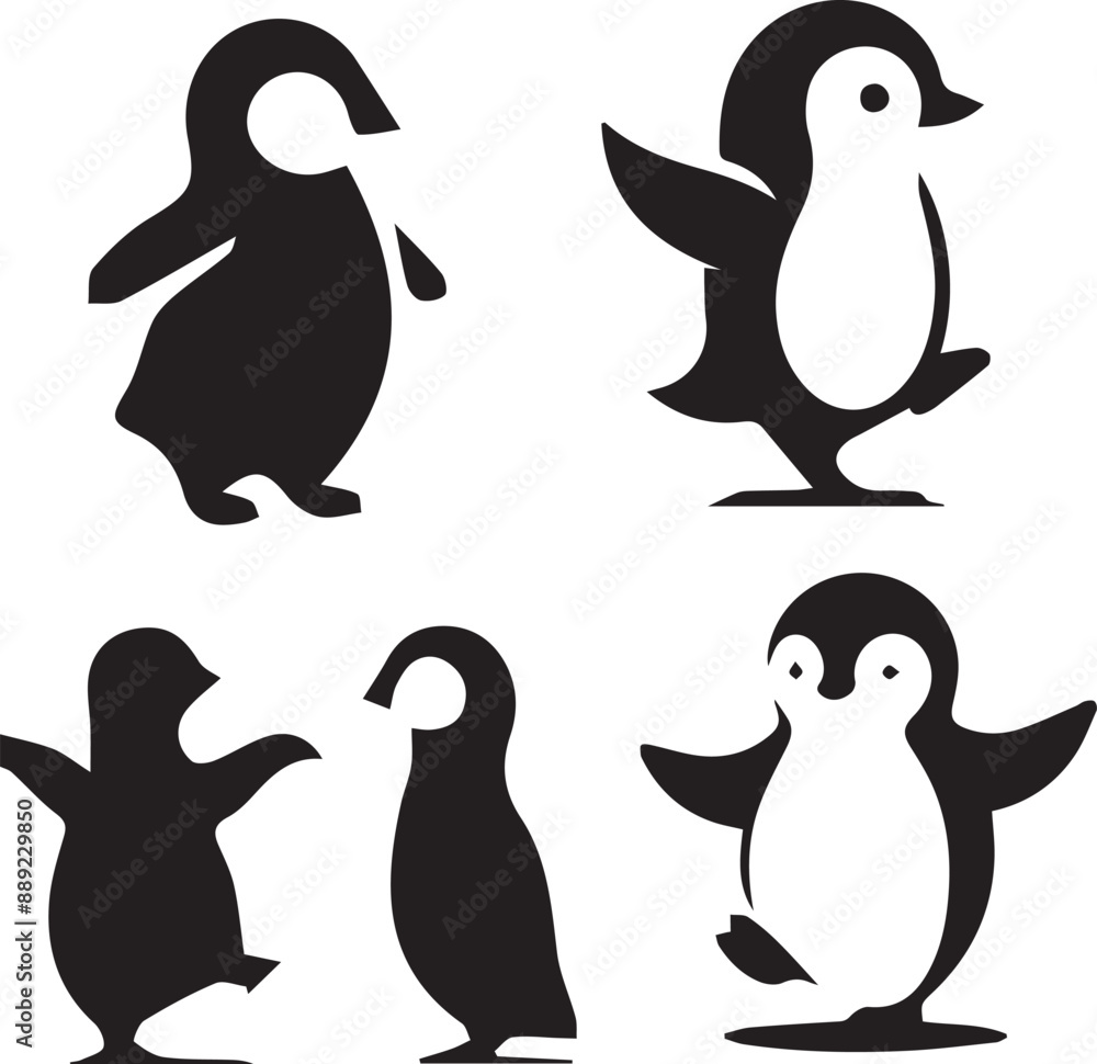 Naklejka premium penguin silhouette, penguin icon, penguin vector,