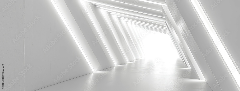 Naklejka premium Modern White Hallway With Illuminated Edges