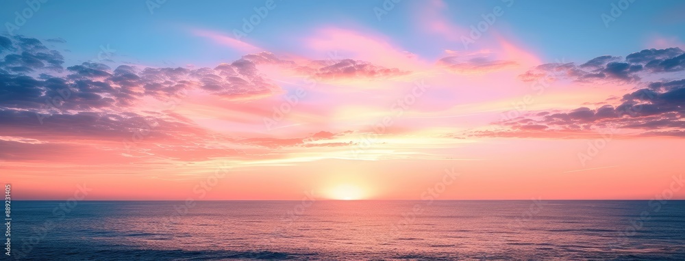 Fototapeta premium Serene Ocean Sunset with Vivid Colors