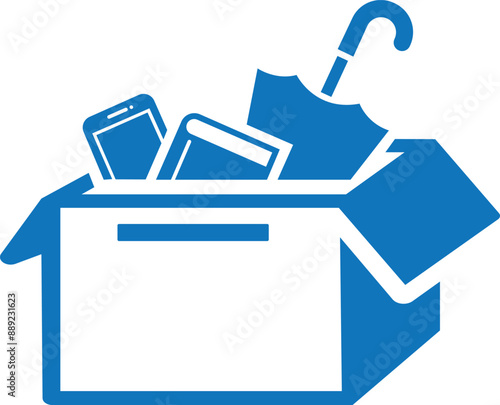 Lost and found icon vector illustration, box icon, umbrella icon, book icon, mobile icon. book, umbrella, mobile, phone lost icon, found icon.