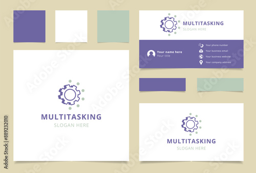 Multitasking logo template featuring a gear surrounded by dots