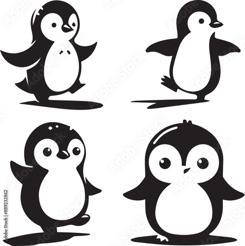 penguin silhouette, penguin icon, penguin vector, 