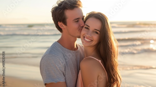 The couple at beach sunset