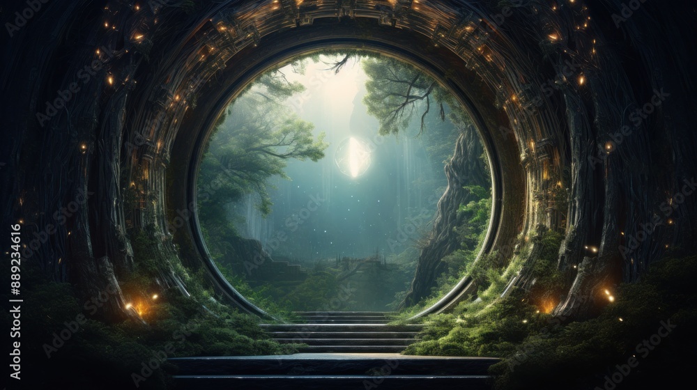Fantasy forest portal. Copy space. Fantasy forest portal. Copy space.