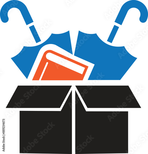 Lost and found icon vector illustration, box icon, umbrella icon, book icon, mobile icon. book, umbrella, mobile, phone lost icon, found icon.