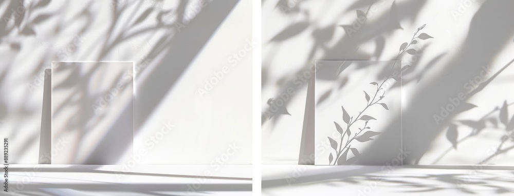 Abstract Light and Shadow Play on White Surfaces Abstract Light and Shadow Play on White Surfaces