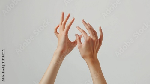 Close-up view of woman's beautiful hands on white background, Ai generated