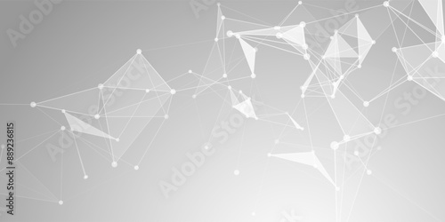 Abstract monochrome banner with a low poly plexus design