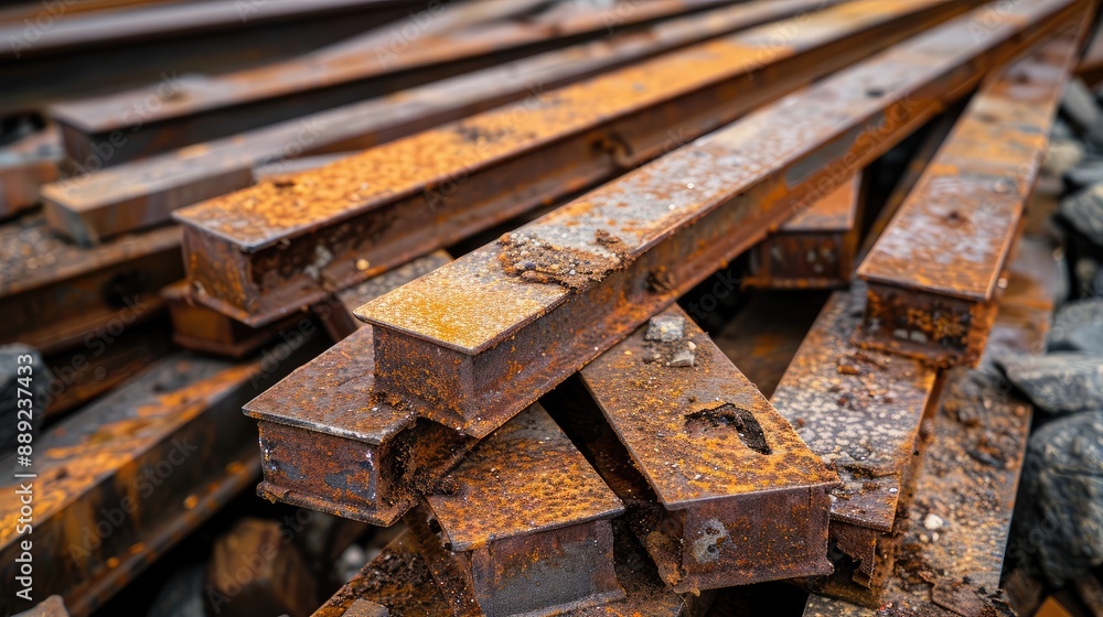 Pile of Rusted Industrial Metal Beams Pile of Rusted Industrial Metal Beams