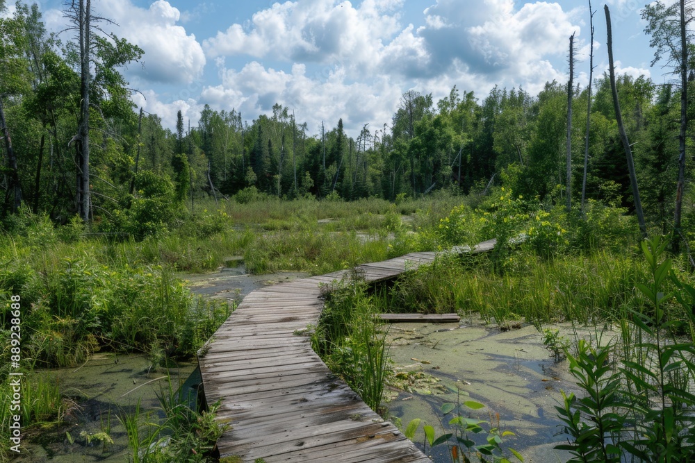Fototapeta premium Nature Preserve in Northern Minnesota: Summer Trails through Bogs and Forests