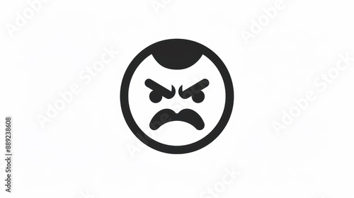 Simple black and white icon of a stressed face with furrowed brows and a frown