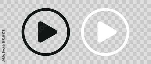 Play button icons on transparent backdrop. Digital web vector