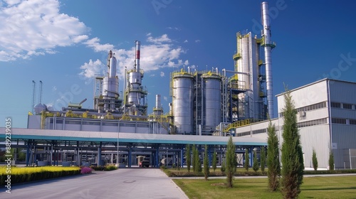 Modern Industrial Plant with Clear Sky